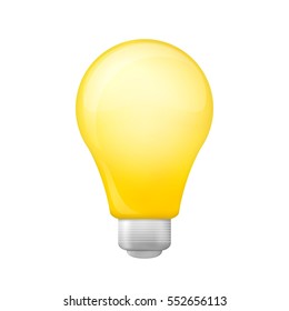 Bright yellow light bulb isolated on a white background