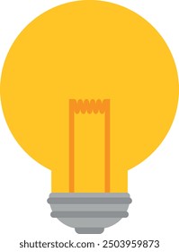 Bright yellow lightbulb illustration with prominent filament and grey base, symbolizing ideas and innovation.