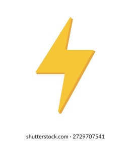 Símbolo amarillo brillante del relámpago en el icono blanco de la energía del fondo