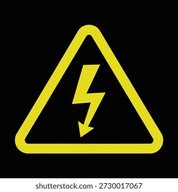 A bright yellow lightning bolt symbol within a triangular warning sign against a dark backdrop