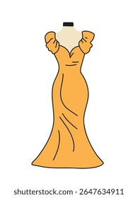  vestido de luxo amarelo brilhante no manequim
