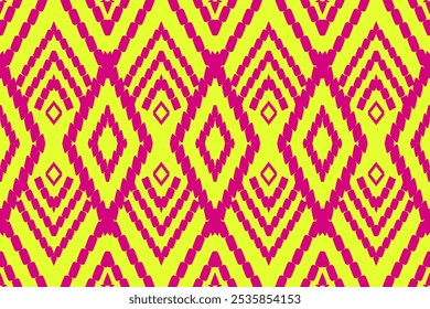 Bright Yellow and Magenta Diamond Pattern: Energetic Seamless Design for Trendy Textiles and Decor