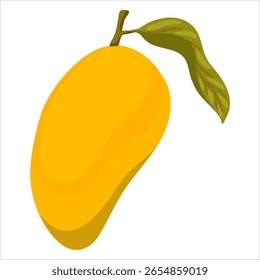Manga Amarela Brilhante com Folha Ilustração de Fruta Tropical