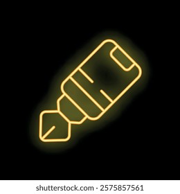Bright yellow neon icon of a marker pen, ideal for projects related to art, design, and creativity