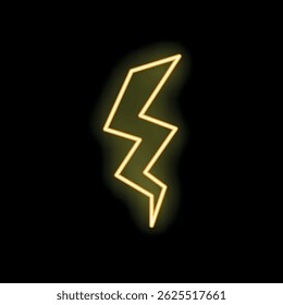 Bright yellow neon lightning bolt striking from the top left corner against a black background