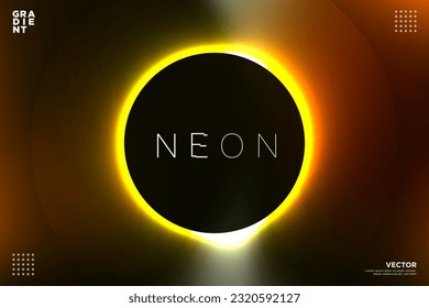 Bright Yellow Neon Ring Background. Glowing light flares with circle in center. Vector Illustration. EPS 10. - Shutterstock ID 2320592127