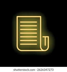 Bright yellow neon sign symbolizing a rolled up document, for any business involving paperwork