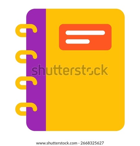 Bright yellow notebook icon for planning, education, and branding in web and app design.