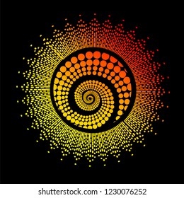 Bright yellow orange abstract sun. Vector