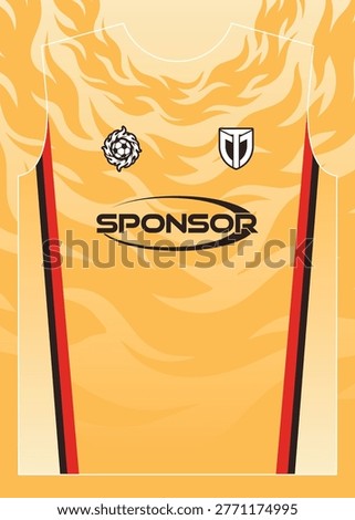 Bright Yellow and Orange Flame Pattern Sport Jersey Design Template