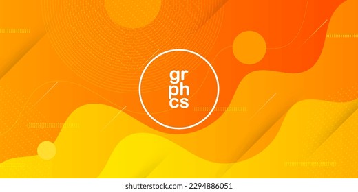 Bright yellow and orange gradient wavy illustration background minimal dynamic with simple geometric style. cool design.Eps10 vector