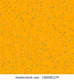 Bright yellow orange terrazzo speckled confetti seamless repeat vector pattern