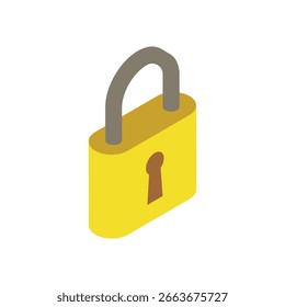 bright yellow padlock vector representing secure locked protection concept