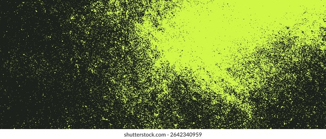 Bright yellow particles disperse across a dark backdrop, creating a lively and energetic display.
