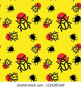 Bright yellow pattern with beetles.