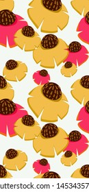 bright yellow pink vector stylized modern seamless floral pattern design