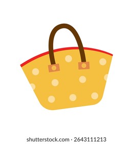 Bolsa de bolinhas ponto amarelo brilhante projetada para passeios de verão e viagens de praia com alças resistentes