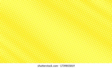 Bright yellow pop art background with halftone polka dots in retro comic style, vector illustration template eps10