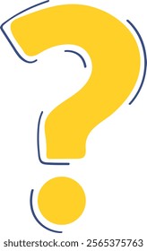 Bright Yellow Question Mark with Blue Outline