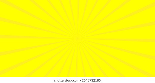 Bright yellow radial burst background with sunbeam-style rays emanating from the center. Energetic and vibrant design suitable for summer, comic, or pop art themes.