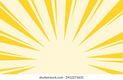 Bright yellow radial sunburst background. Explotion with stripe element design illustration