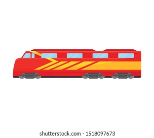 Bright Yellow And Red Bullet Train Flat Vector Illustration