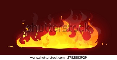 Bright yellow and red flames in stylized artistic style on a dark background, symbolizing heat and energy in a dramatic concept. Vector illustration