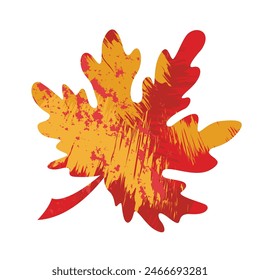 Bright yellow red maple leaf vector flat isolated illustration on white background Abstract design handmade fall holiday print on fabric and paper greeting decorations discount sale 