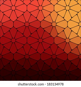 Bright yellow and red mosaic background. Vector illustration.