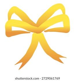 Lazo de cinta amarillo brillante con curvas suaves, ideal para regalos, celebraciones y acentos decorativos.