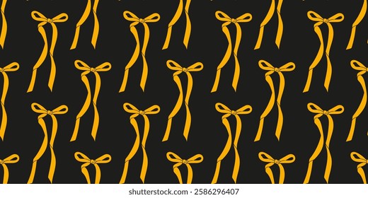 Bright yellow ribbons create a striking pattern against a dark background in a contemporary design