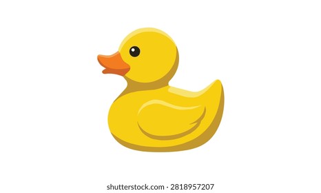 Bright yellow rubber duck with orange beak floating on water on a clear background ideal for playful water safety and children's bath time projects