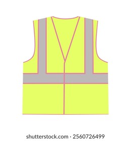 A bright yellow safety vest with reflective silver stripes illustration vector.