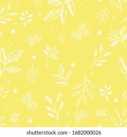 Bright yellow seamless floral pattern