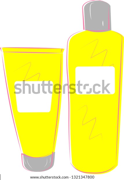 Download Bright Yellow Sketches Cosmetic Bottles Stock Vector Royalty Free 1321347800 PSD Mockup Templates