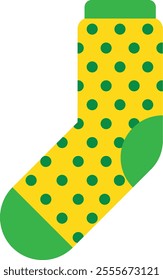 Bright yellow sock adorned with vibrant green polka dots and playful cuffs, capturing the festive spirit of saint patrick s day while celebrating irish culture and tradition