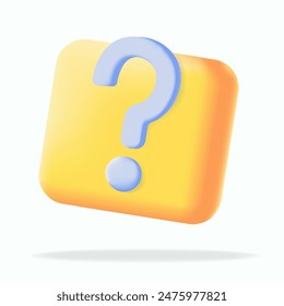 Bright yellow square icon with a blue question mark symbol, perfect for FAQs, help sections, or mystery content. Enhance user engagement with this eye-catching and informative graphic