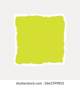 Bright yellow square with torn edges on a light background. The torn edges give a textured, artistic feel. Yellow and torn edges create a striking visual. Design element vector.