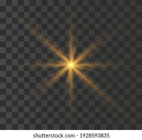 
A bright yellow star explodes on a transparent background.