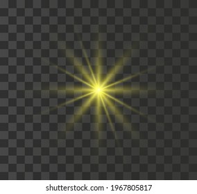 Una estrella amarilla brillante estalla sobre un fondo transparente.