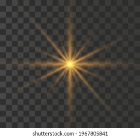 Una estrella amarilla brillante estalla sobre un fondo transparente.