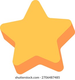 Bright yellow star with soft orange shadow on white background.