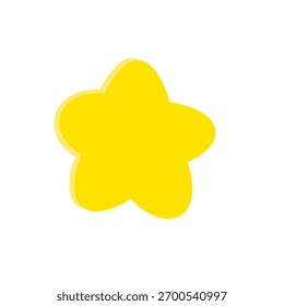Bright yellow star with soft, rounded edges, casting a subtle shadow. Clean, minimalist design against a white background. Cheerful, simple, and versatile graphic element.
