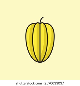 A bright yellow starfruit vector illustration showing its unique star shape.