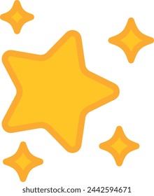 Bright yellow stars of various sizes, with a bold star in the center surrounded by smaller ones, illustrating a vibrant and playful atmosphere.