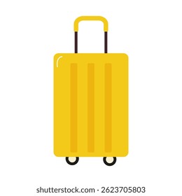 Bright yellow suitcase ready for travel at the airport or train station