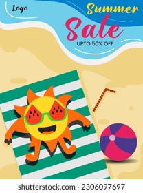 Bright yellow summer vector background, Hand drawn typography.