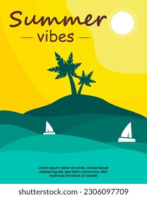 Bright yellow summer vector background, Hand drawn typography.