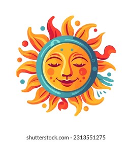 Bright yellow sun ball brings summer fun icon isolated