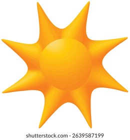 Bright yellow sun cartoon illustration summer icon